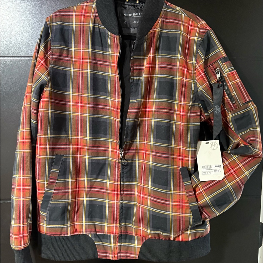 Ninth Hall Red Plaid Bomber Jacket NWT